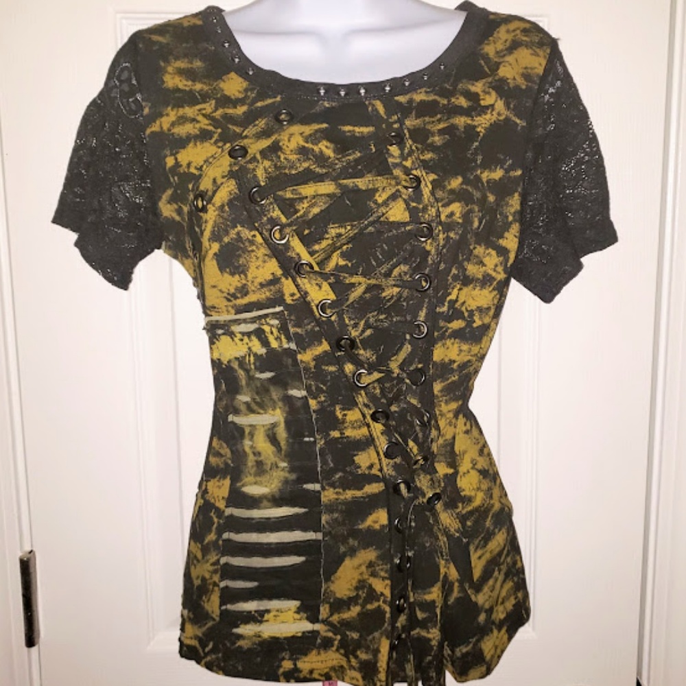 Simon Chang Vintage 90's Grunge Shirt Lace Sm